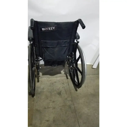 Reuse Medical Equipment Breezy Folding Manual Wheelchair - Lightweight Black Padded Comfort Seat Wheelchairs, second-hand product photo 4
