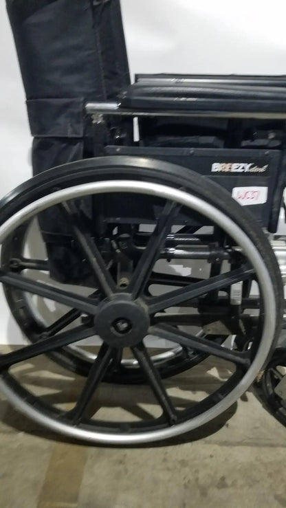 Reuse Medical Equipment Breezy Folding Manual Wheelchair - Lightweight Black Padded Comfort Seat Wheelchairs, second-hand product photo 22