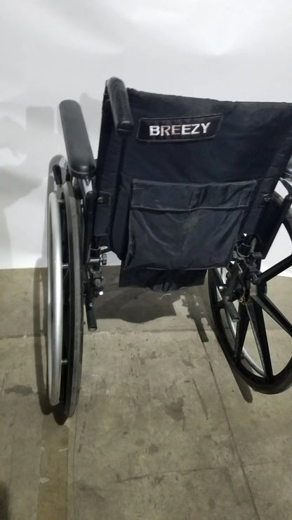 Reuse Medical Equipment Breezy Folding Manual Wheelchair - Lightweight Black Padded Comfort Seat Wheelchairs, second-hand product photo 5
