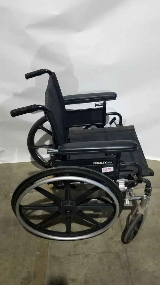 Reuse Medical Equipment Breezy Folding Manual Wheelchair - Lightweight Black Padded Comfort Seat Wheelchairs, second-hand product photo 1