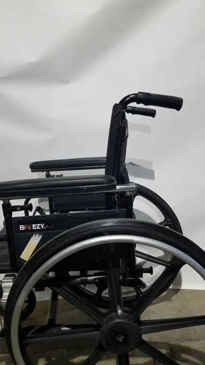 Reuse Medical Equipment Breezy Folding Manual Wheelchair - Lightweight Black Padded Comfort Seat Wheelchairs, second-hand product photo 7
