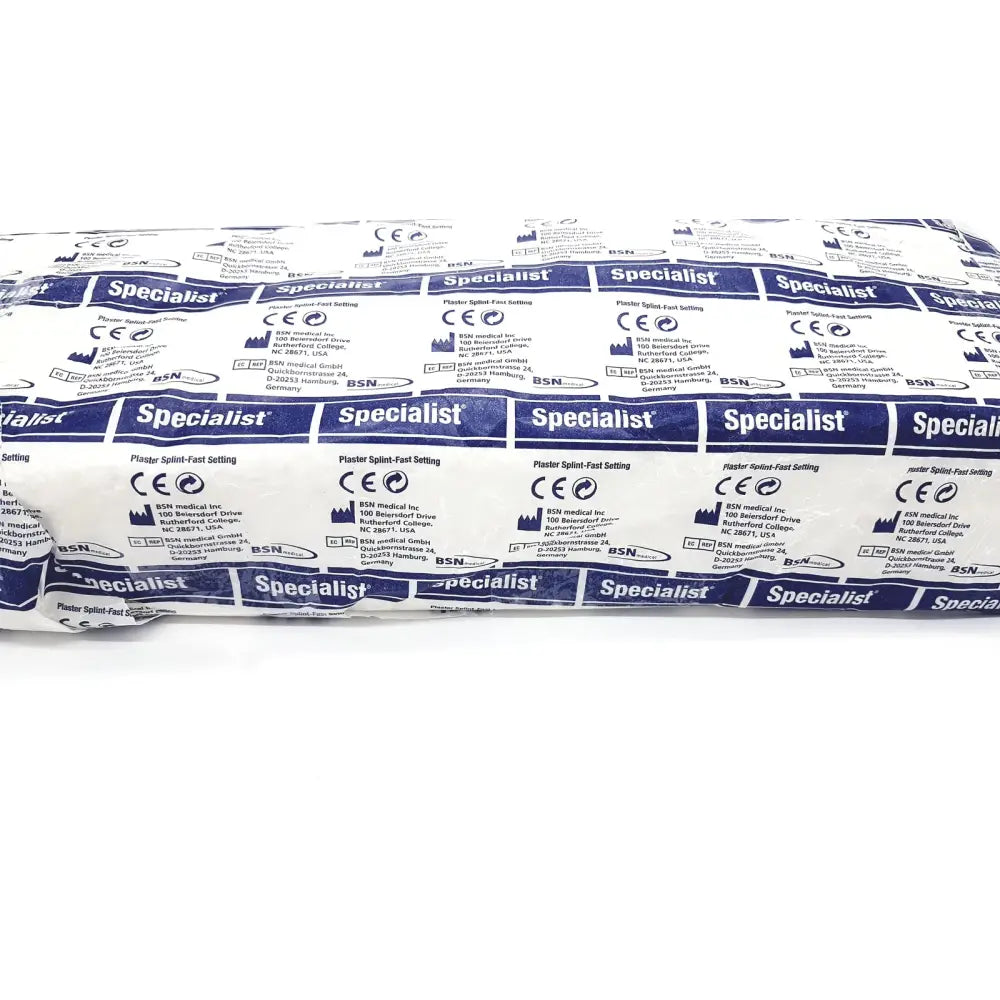 Bsn medical specialist plaster bandage fast setting with white and blue packaging and repeating specialist branding