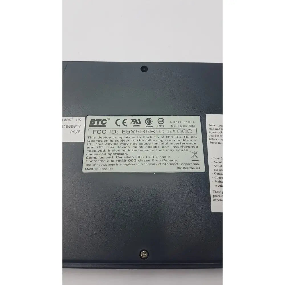 BTC FCC ID E5X5R5BTC-5100C Keyboard Keyboard, second-hand product photo 10