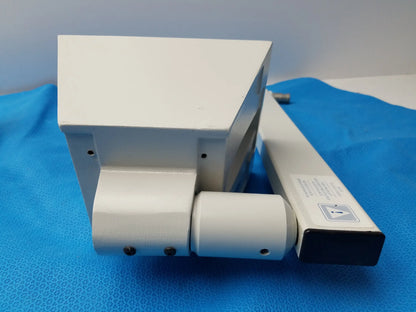 White plastic door closer with rectangular housing and cylindrical roller for burton medical outpatient ii examination light wall mount assembly medical equipment reuse medical equipment smiths medical