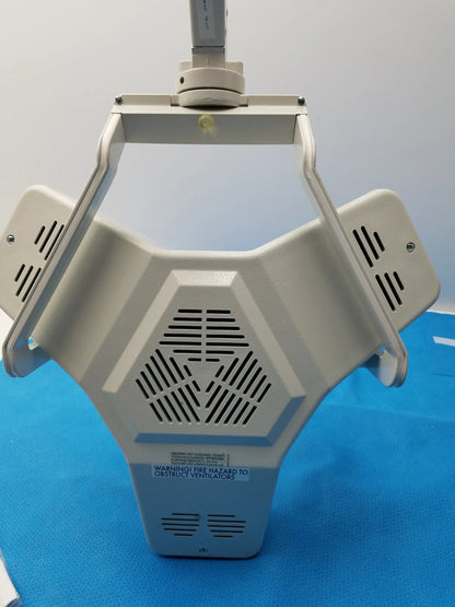 White plastic burton medical outpatient II medical equipment light with hexagonal vented design and adjustable arm wall mount