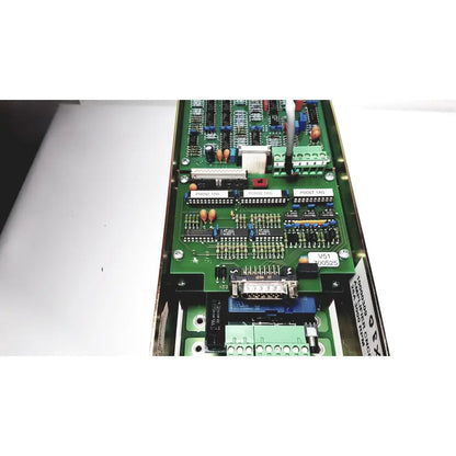 Green circuit board with electronic components and labeled connectors for bystronic amplifier cno2 25a 3000 rpm