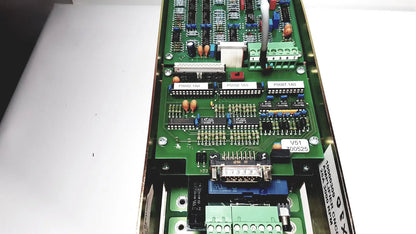 Green circuit board with electronic components and labeled connectors for bystronic amplifier cno2 25a 3000 rpm