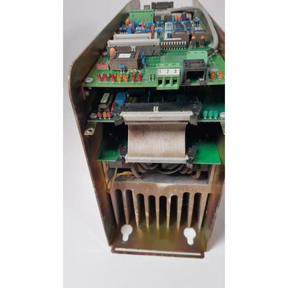 Green circuit board with electronic components inside metal housing for bystronic amplifier cnco2 50a 1000 rpm