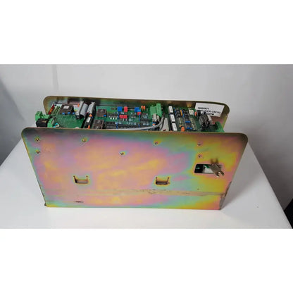 Industrial-grade amplifier cnco2 50a metal enclosure with rainbow finish housing green circuit boards for reuse medical applications