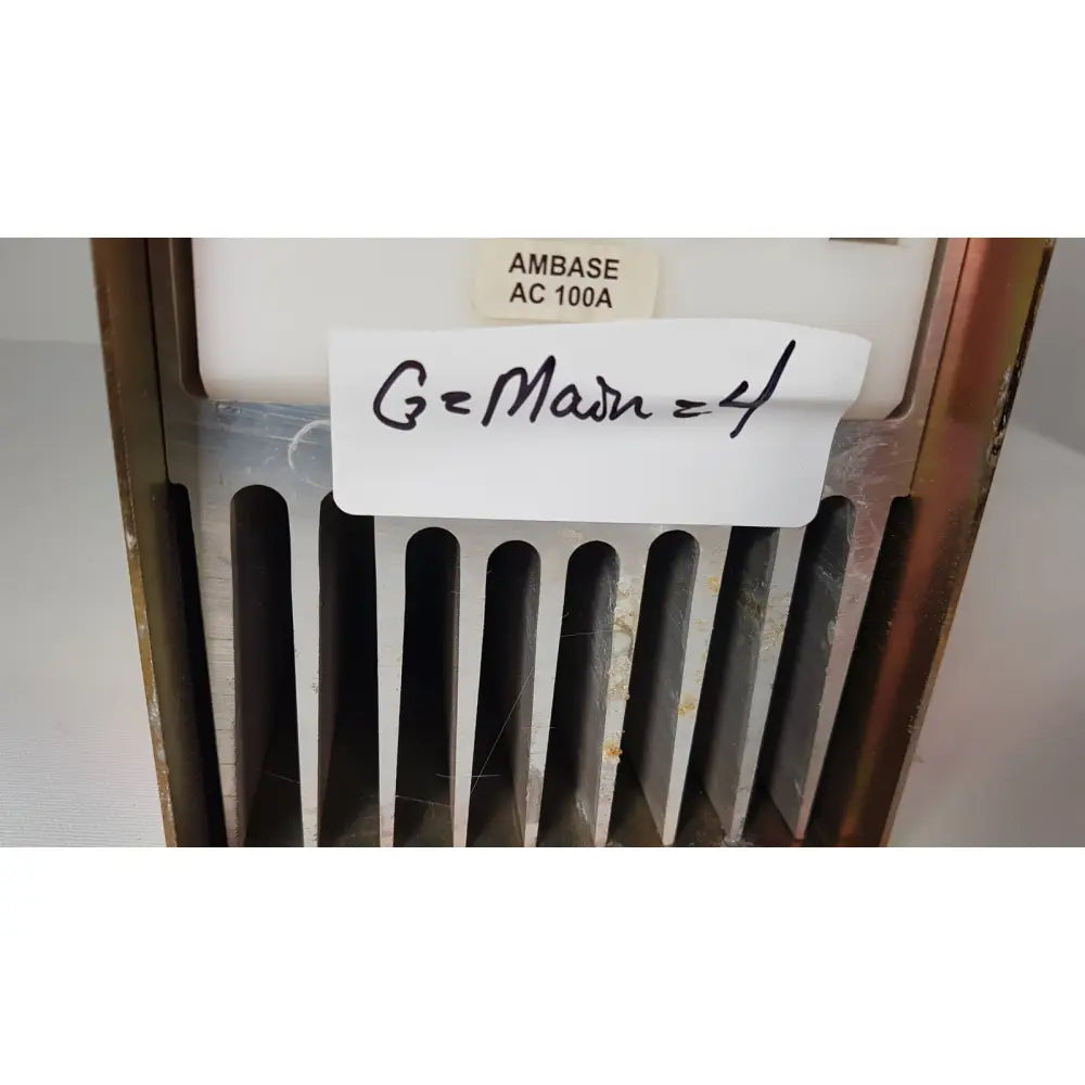 Metallic ribbed heat sink with brushed silver finish and wear on bystronic 702116-a amplifier ac 100 a 2000 rpm