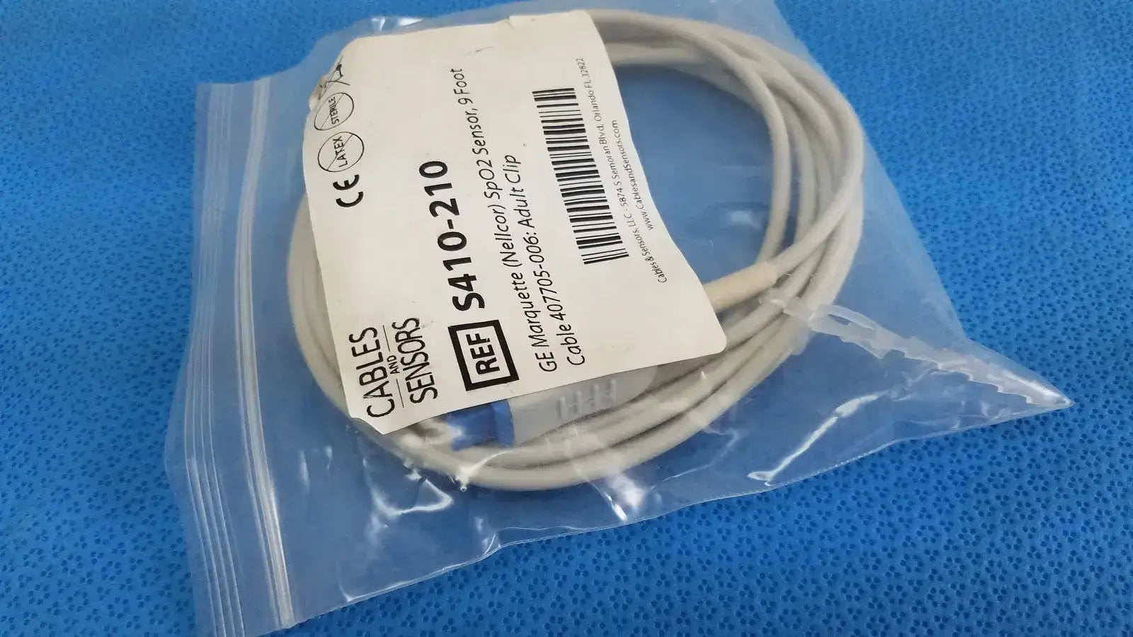 Cables And Sensors GE Nellcor S410-210 SpO2 Sensor 9 ft. Cable 407705-006 Adult SpO2 Sensor, second-hand product photo 5