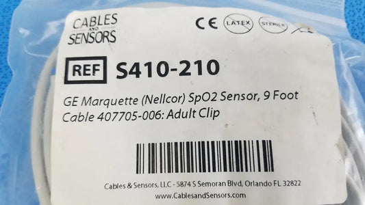 Cables And Sensors GE Nellcor S410-210 SpO2 Sensor 9 ft. Cable 407705-006 Adult SpO2 Sensor, second-hand product photo 2