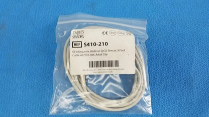 Cables And Sensors GE Nellcor S410-210 SpO2 Sensor 9 ft. Cable 407705-006 Adult SpO2 Sensor, second-hand product photo 1
