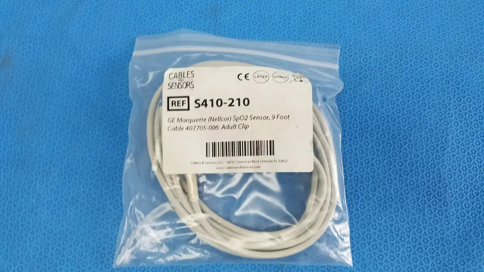 Cables And Sensors GE Nellcor S410-210 SpO2 Sensor 9 ft. Cable 407705-006 Adult SpO2 Sensor, second-hand product photo 1