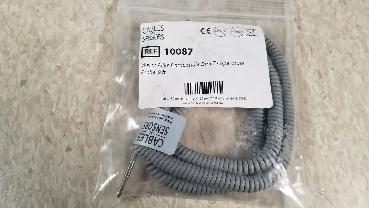 Cables and Sensors Ref 10087 by Welch Allyn Compatible Oral Temp Probe, 9 ft Oral Temperature Probe, new product photo 1