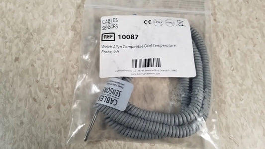 Cables and Sensors Ref 10087 by Welch Allyn Compatible Oral Temp Probe, 9 ft Oral Temperature Probe, new product photo 1