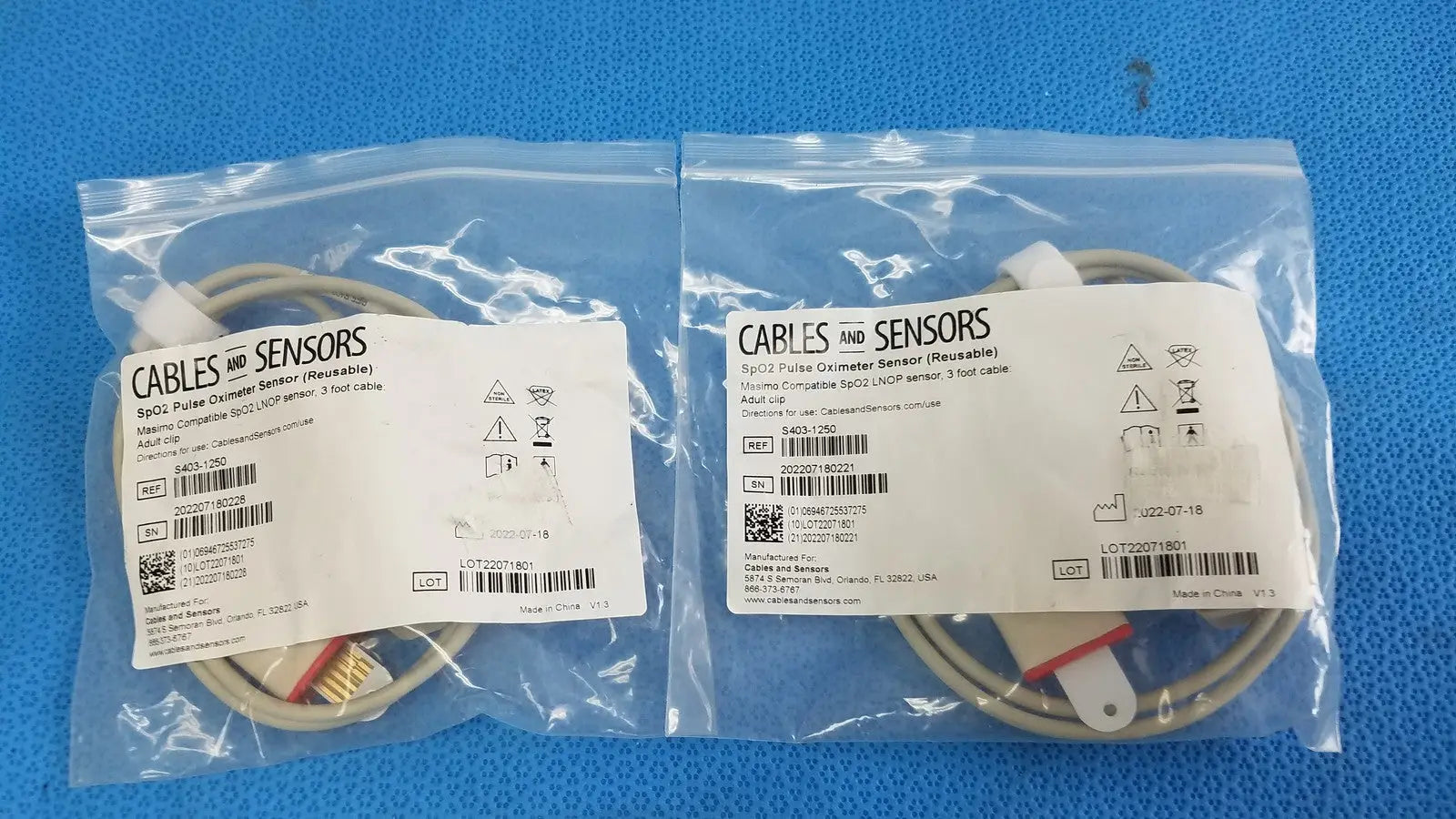 Reuse Medical CABLES AND SENSORS S403-1250 Adult SpO2 Pulse Oximeter Sensor Pulse Oximeters, second-hand product photo 1