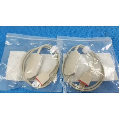 Two beige medical-grade usb-to-usb cables in plastic bags for adult spo2 pulse oximeter sensor s403-1250