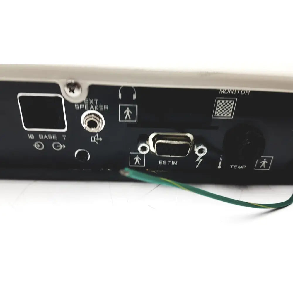 Rear panel of black cadwell sierra ii wave channels base station with silver ports and white audio network monitor labels