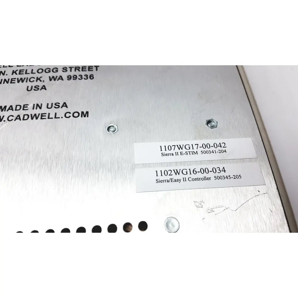 Silver metallic cadwell sierra ii wave channels base station control panel with engraved labels and hex screws