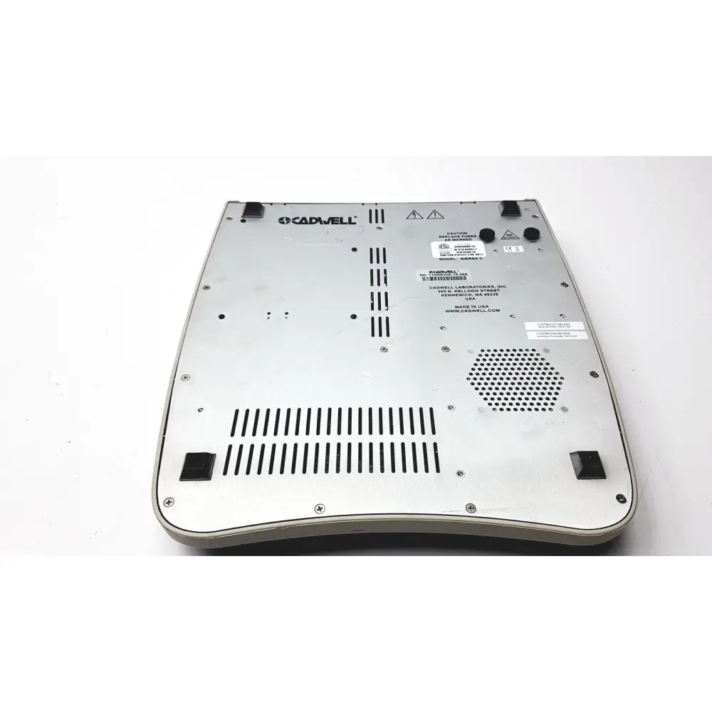 Silver metallic cadwell sierra ii wave channels base station with black rubber feet and ventilation grilles