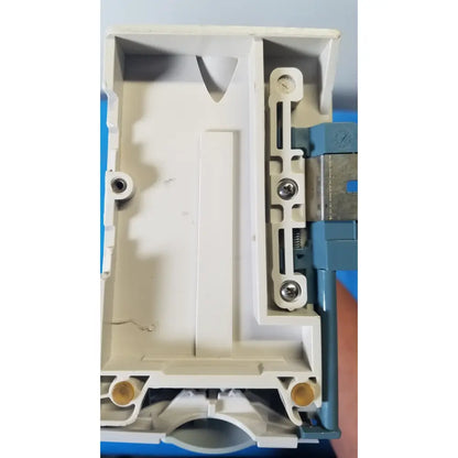 Beige plastic electrical junction box with blue terminal block and screws for cardinal health alaris 8100 series pump