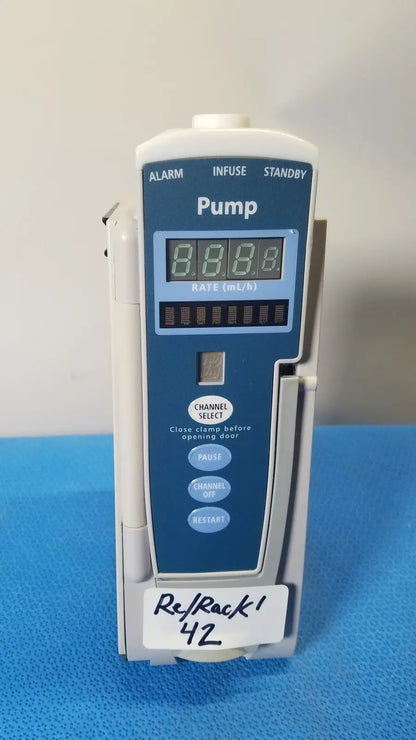 Blue and white Cardinal Health Alaris pump 8100 series infusion pump with digital display showing 8.8.8