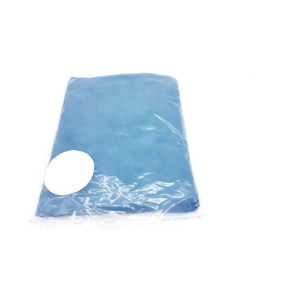 Blue microfiber cleaning cloth sealed in clear plastic packaging with white sticker for cardinal health convertors leggings sterile ref 8421