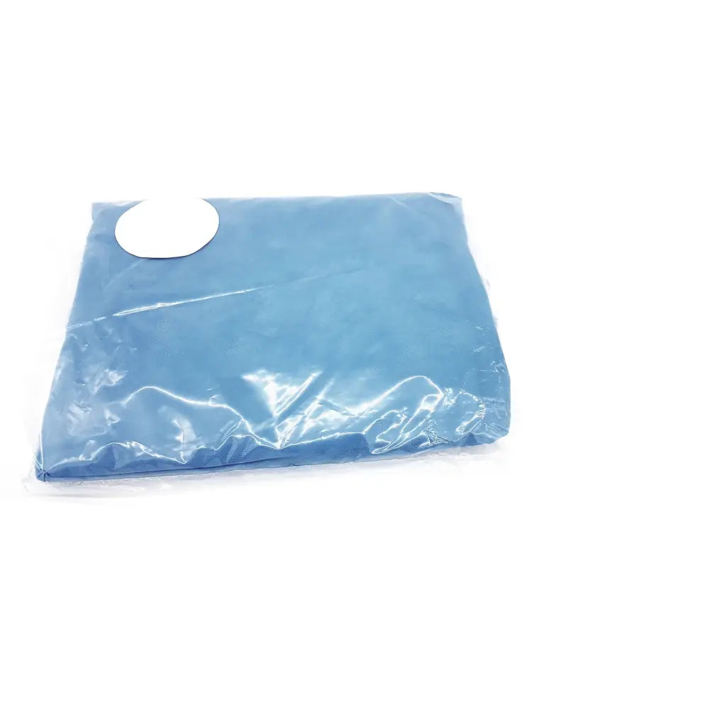 Blue microfiber cleaning cloth in clear packaging with white label for Cardinal Health Convertors leggings sterile ref 8421