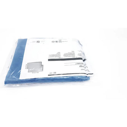 Blue plastic storage bin with white label displaying cardinal health convertors leggings sterile ref 8421 exp 2029
