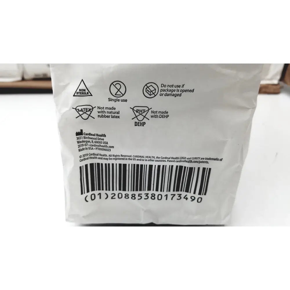 White paper package of cardinal health curity health curity gauze sponges 2556g with black text and barcode on back side