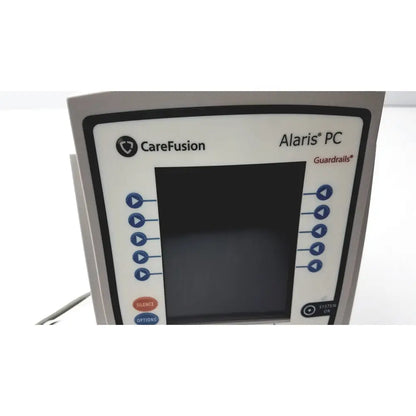 Gray cardinal health carefusion alaris pc infusion pump with black screen and blue buttons from guardrails suite reuse medical