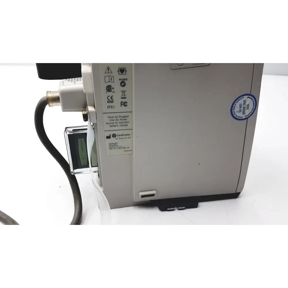 Gray Cardinal Health PC 8015 pump with black accents featuring CareFusion label and certifications for Guardrails Suite reuse medical use