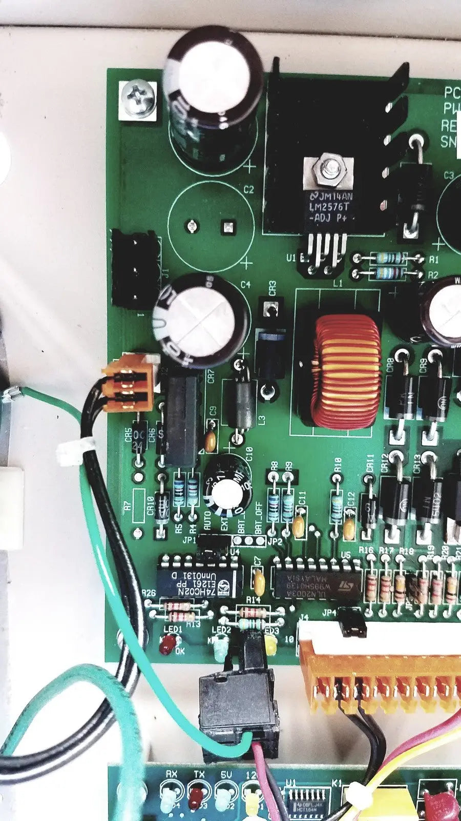 Green printed circuit board with black and silver components for cardkey s300-xl access control panel controller