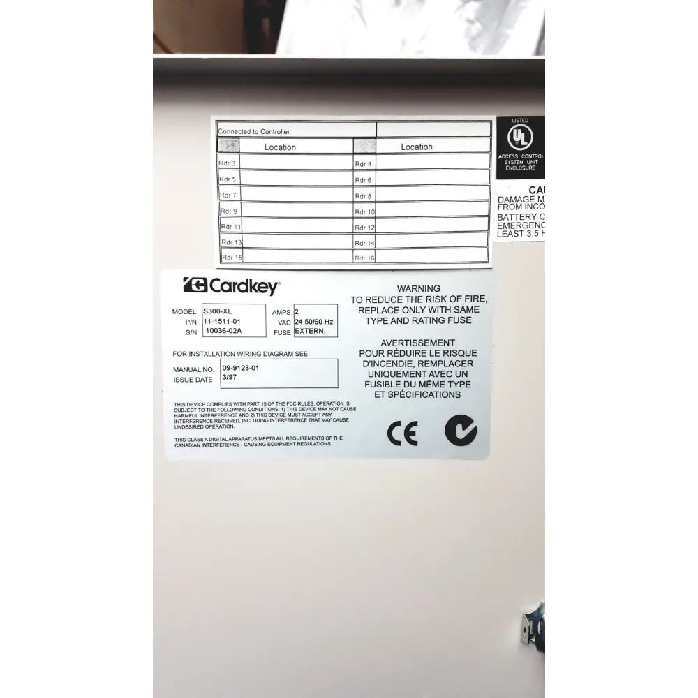 Cardkey s300-xl digital key fob with black plastic casing and silver metallic accents for access control panel controller