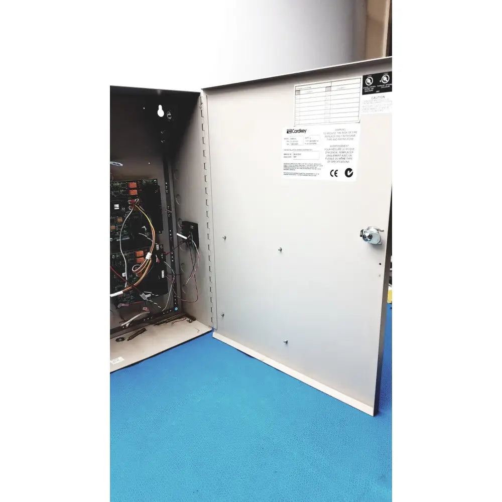 Gray metal s300-xl access control panel controller with visible internal wiring and cordley brand label no key model