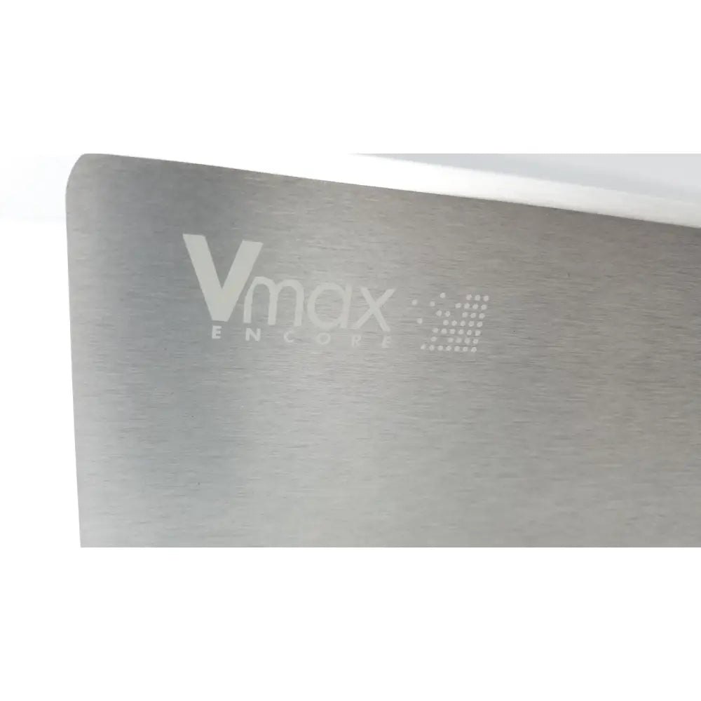 Silver brushed metal lid of carefusion vmax encore analyzer laptop with subtle engraved logo for medical use