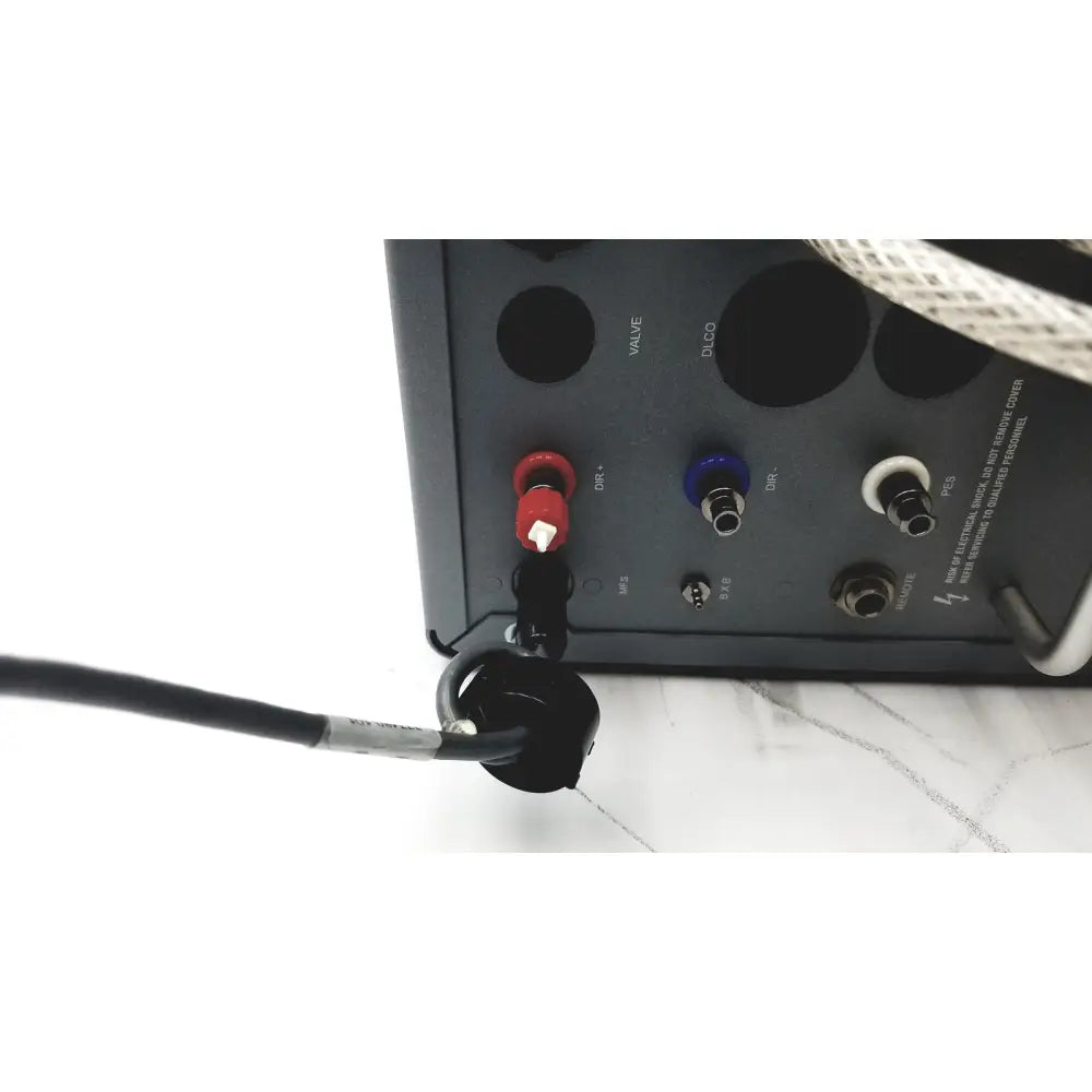 Black carefusion vmax encore analyzer back panel with red blue and white connectors and western medical gas regulators