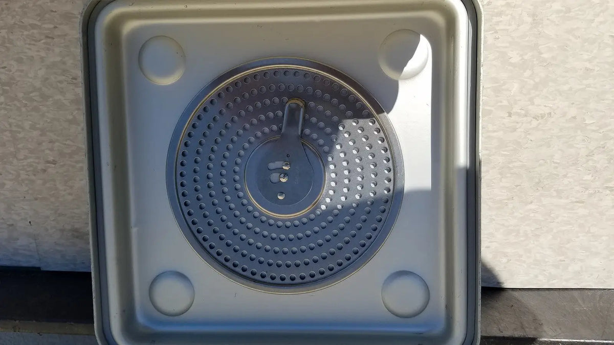 Case medical half size sterilization case drain basket silver square with circular perforations and corner indentations