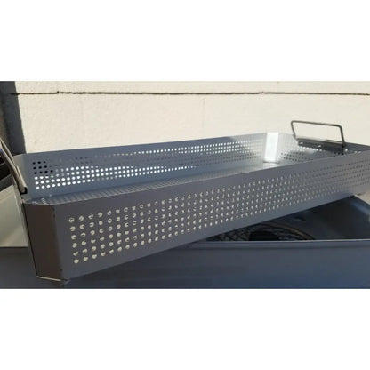 Gray perforated metal grill basket with handle for case medical karl storz ksz 39402as storage and sterilization container