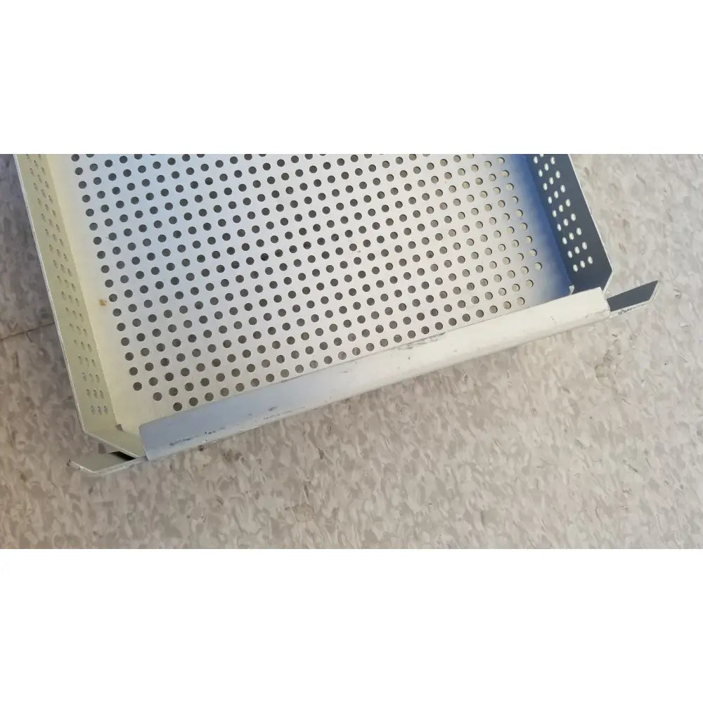 Case medical perforated basket aluminum sterilization insert tray with light gray perforated metal and blue interior lining