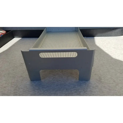 Gray metal case medical perforated aluminum sterilization insert tray with perforated basket surface and handle cutout