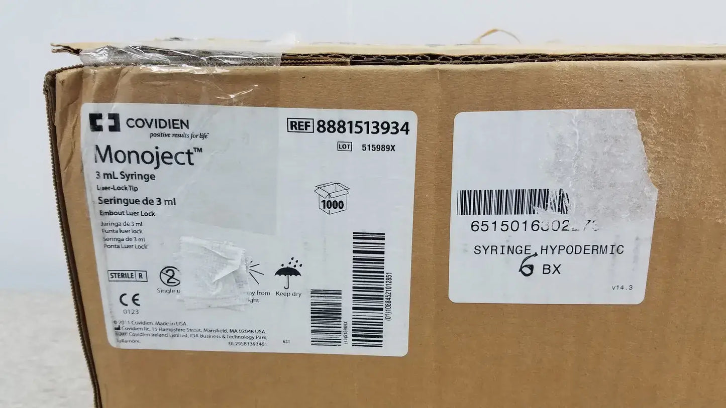 Covidien Case of 1000 Covidien Monoject 8881513934 3ml Syriinge Syringe, second-hand product photo 2