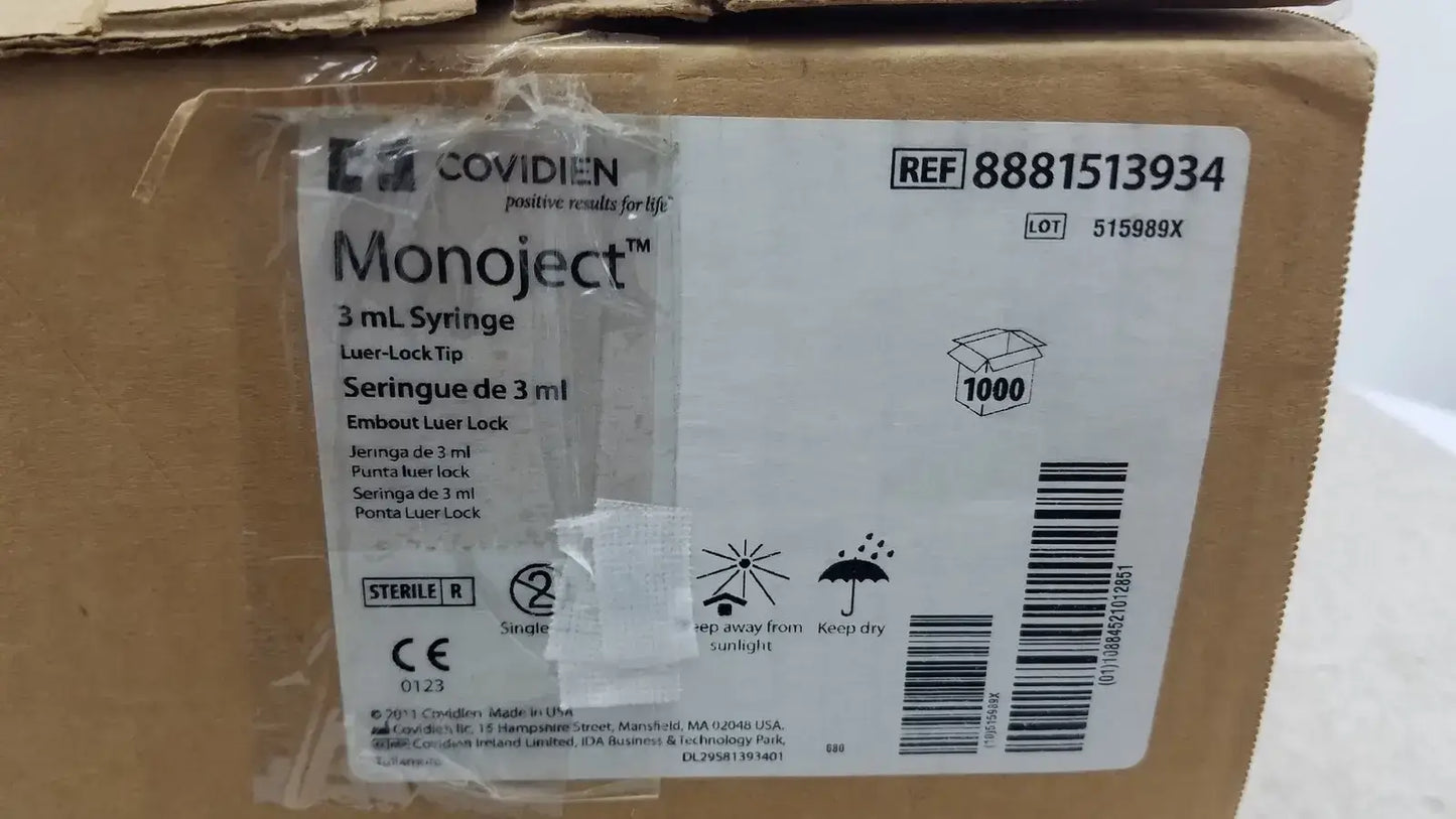 Covidien Case of 1000 Covidien Monoject 8881513934 3ml Syriinge Syringe, second-hand product photo 7