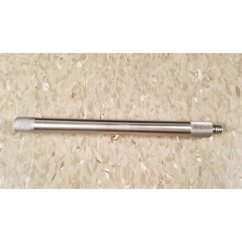 Silver metal rod with textured knurled ends and threaded tip for chaltilon csd200 dynamometer reuse medical use