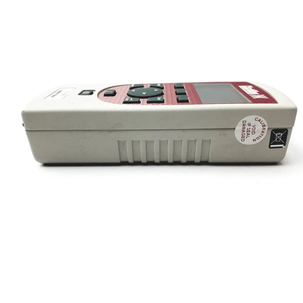 Gray handheld Chatillon 10 lbf ametek device with red and black control panel, screen, and buttons for inspection gages use