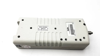 Gray chilton lbf ametek electronic device with ribbed plastic casing and screw holes for reuse medical inspection gages