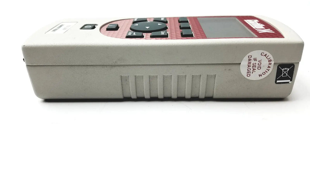 Gray handheld Chatillon 10 lbf ametek device with red and black control panel, screen, and buttons for inspection gages use
