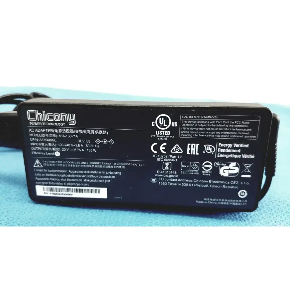 Chicony Power Technology AC Adapter with Power Cord - A16-135P1A AC Adapter, second-hand product photo 3
