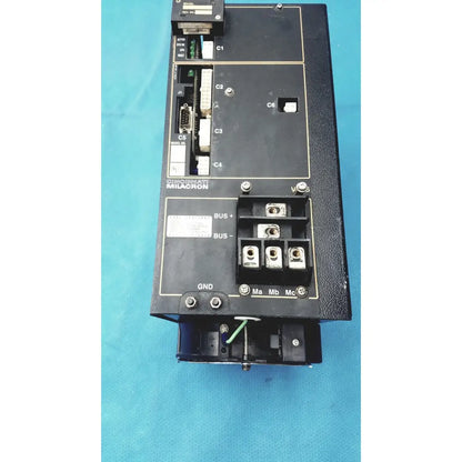 Black cincinnati milacron c5 spindle drive industrial control module showing labeled ports and terminal blocks on backside